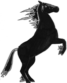 illustration of a rearing black mustang