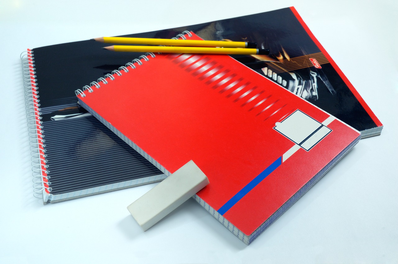 notebooks and pencils