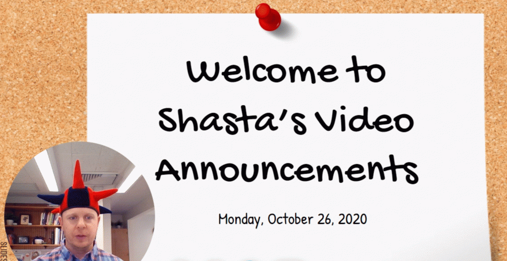 Shasta Weekly Announcements 10.26.20