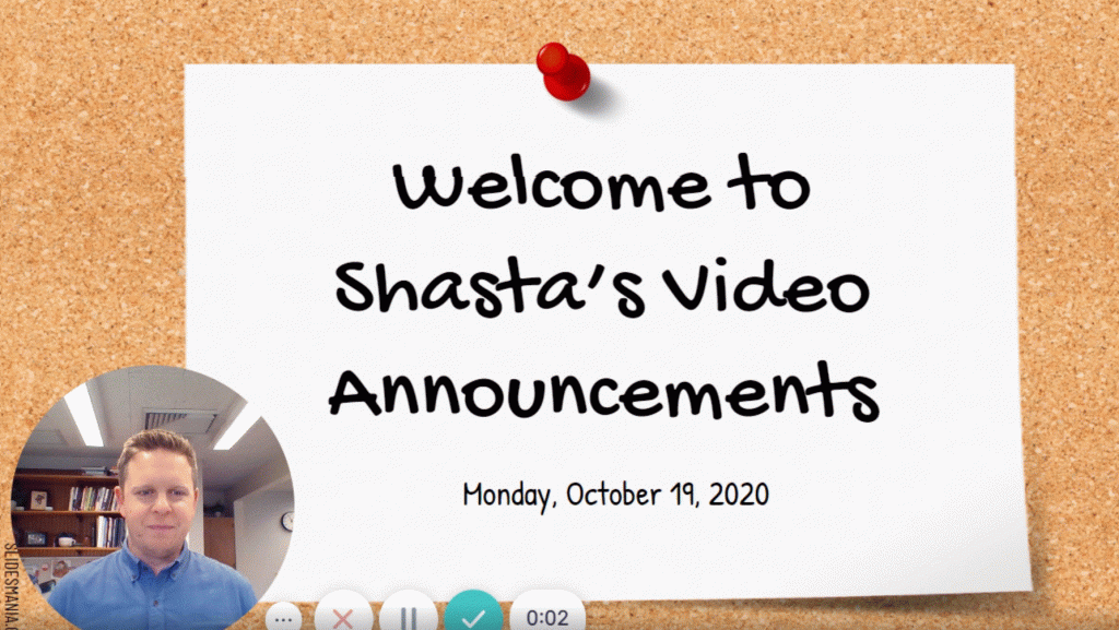 Shasta Weekly Announcements - 10.19