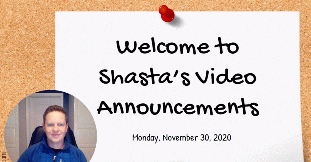 Shasta Video Announcements - Nov. 30