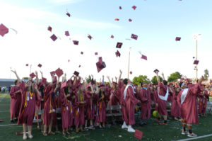 Cap toss at graduation