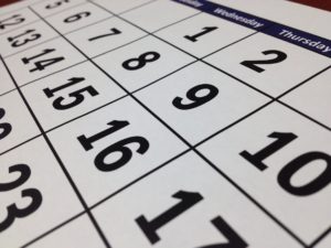Angled close up of a calendar