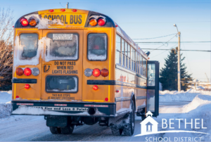 school bus on a snowy street