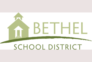 Bethel logo white logo with green letters
