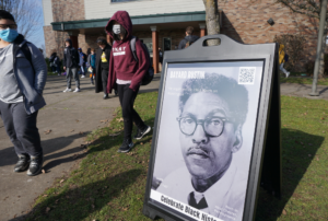poster of Baynard Rustin on the WHS campus