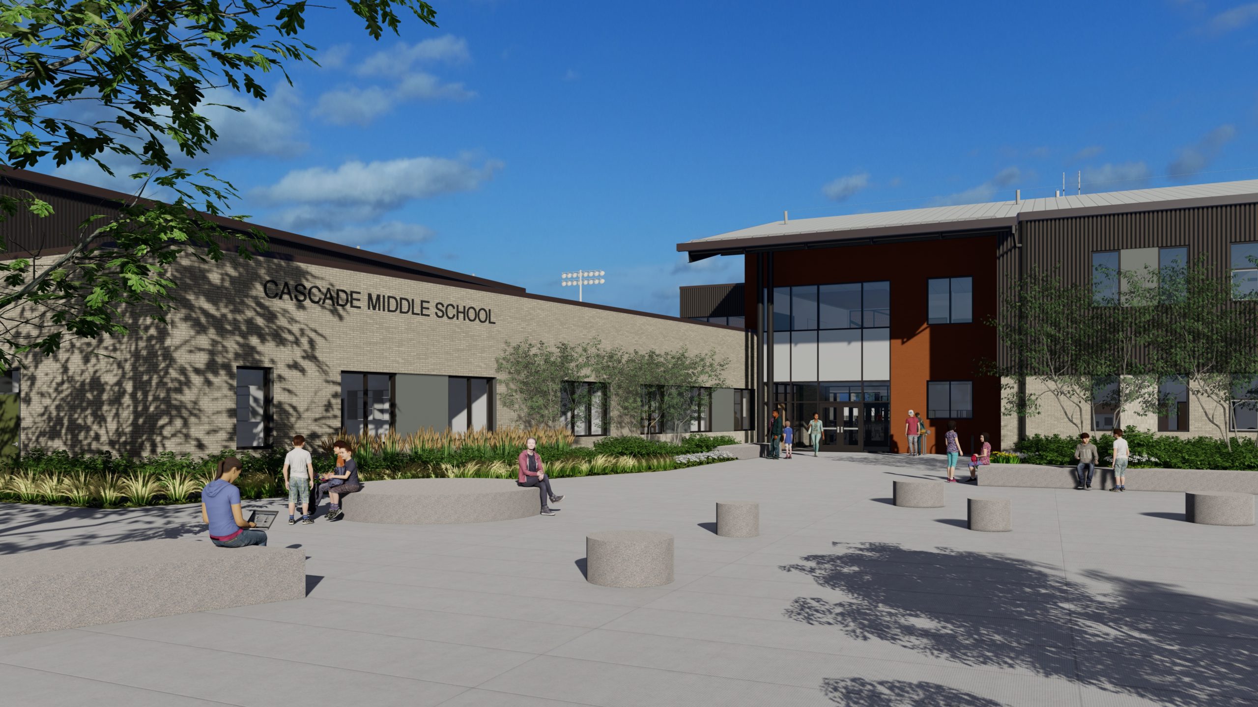 Artist rendering of new Cascade Middle School entry