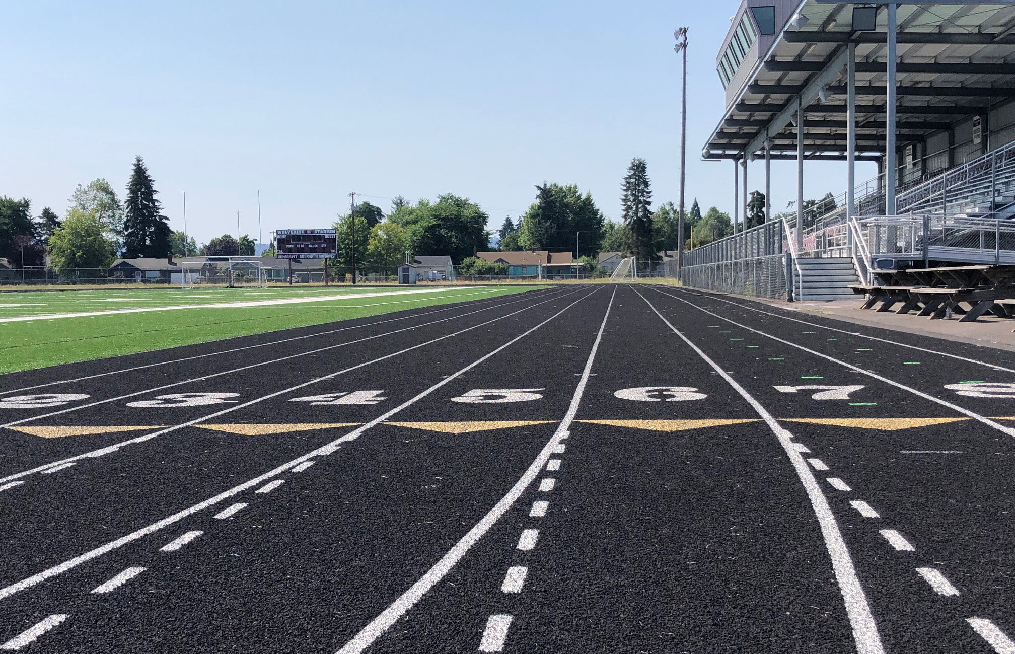 close up of track lanes at WHS stadium