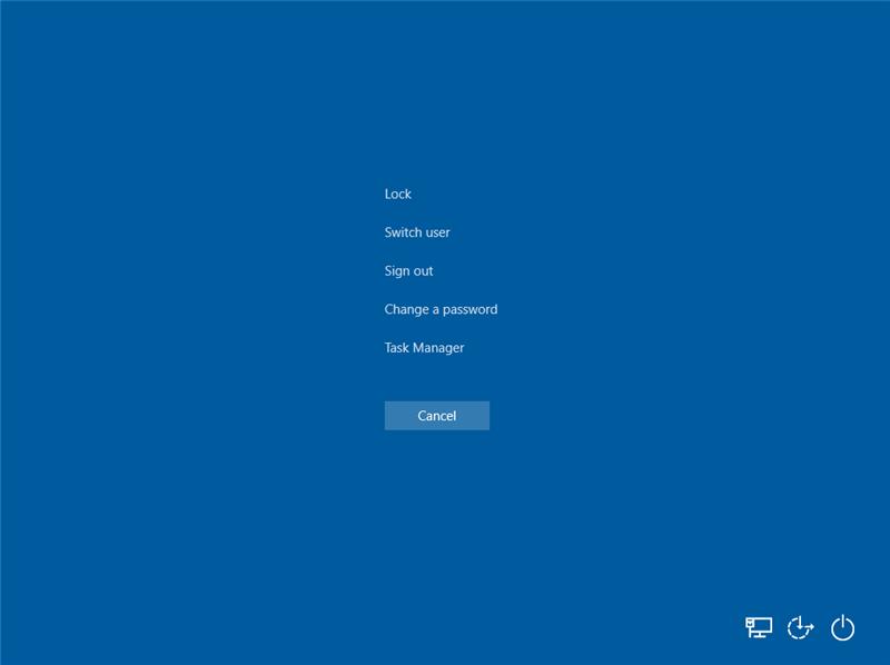 Screenshot of Windows machine options