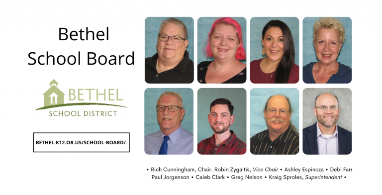 Bethel School Board member portraits and names.